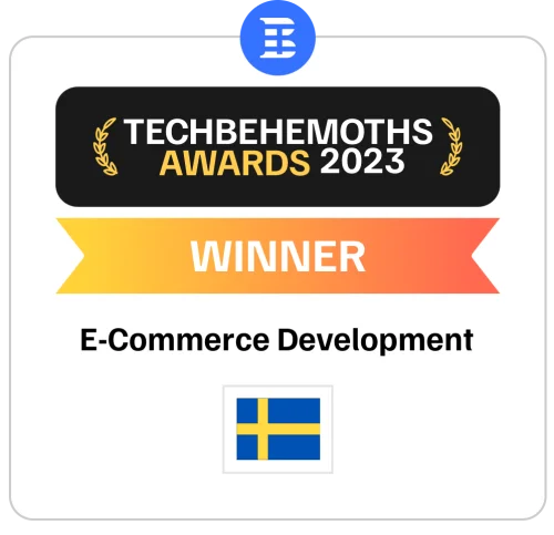 TechBehemoths Awards 2023 winner badge: E-Commerce Development, Sweden