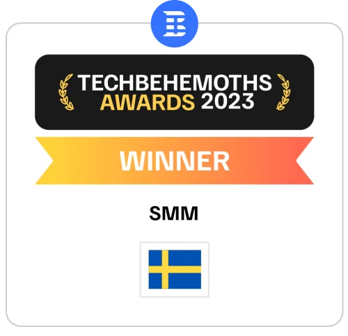 TechBehemoths Awards 2023 winner badge: SMM, Sweden