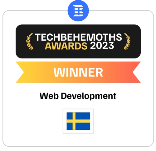 TechBehemoths Awards 2023 winner badge: Web Development, Sweden